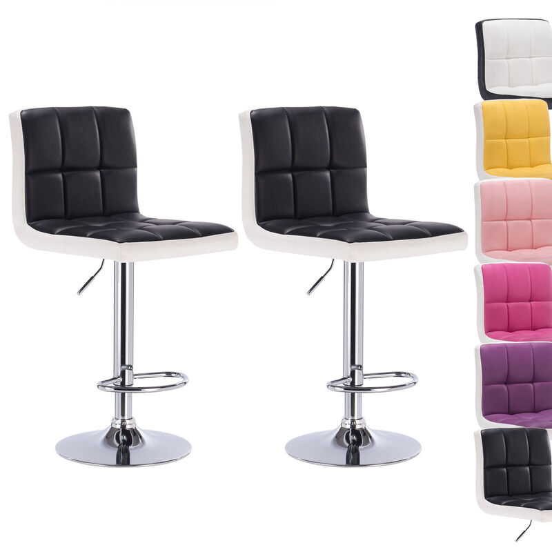 2pcs/set Modern Bar Stools Black & White PU Leather Bar Chair Height Adjustable Lift Stool Bar Chaise De Bar Furniture HWC
