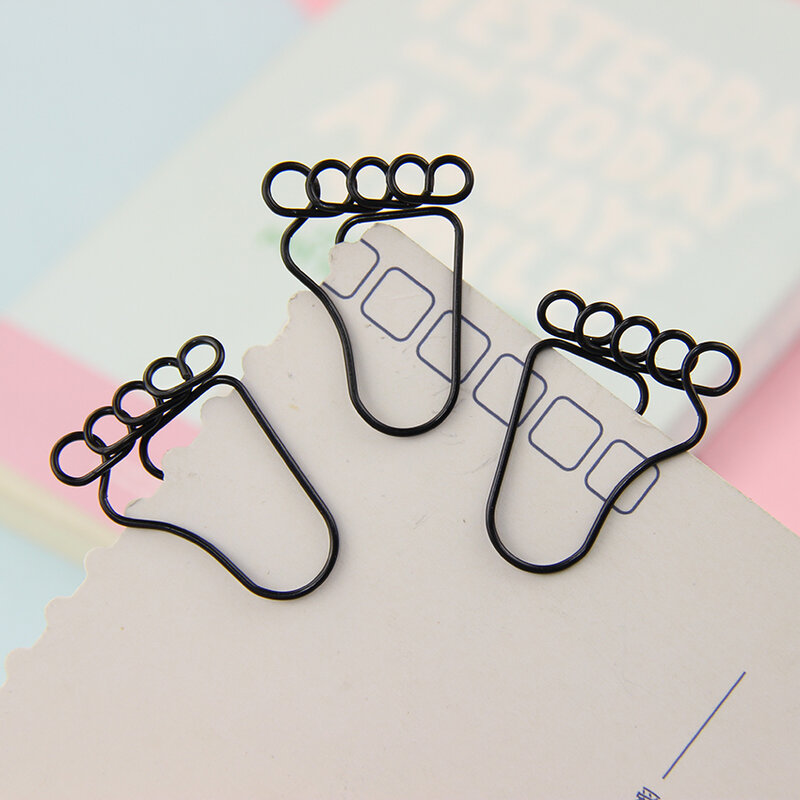 12 pz/borse piccolo piede segnalibro Clip cancelleria per ufficio bella forma piedi segnalibri in metallo graffetta