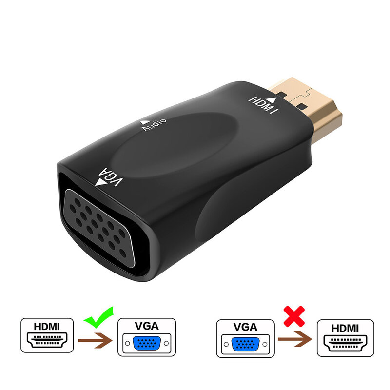 Hdmi To Vga Adapter Converter Male To Female Audio Cable Converter HD 1080P for PC Laptop TV Box Computer Display Projector