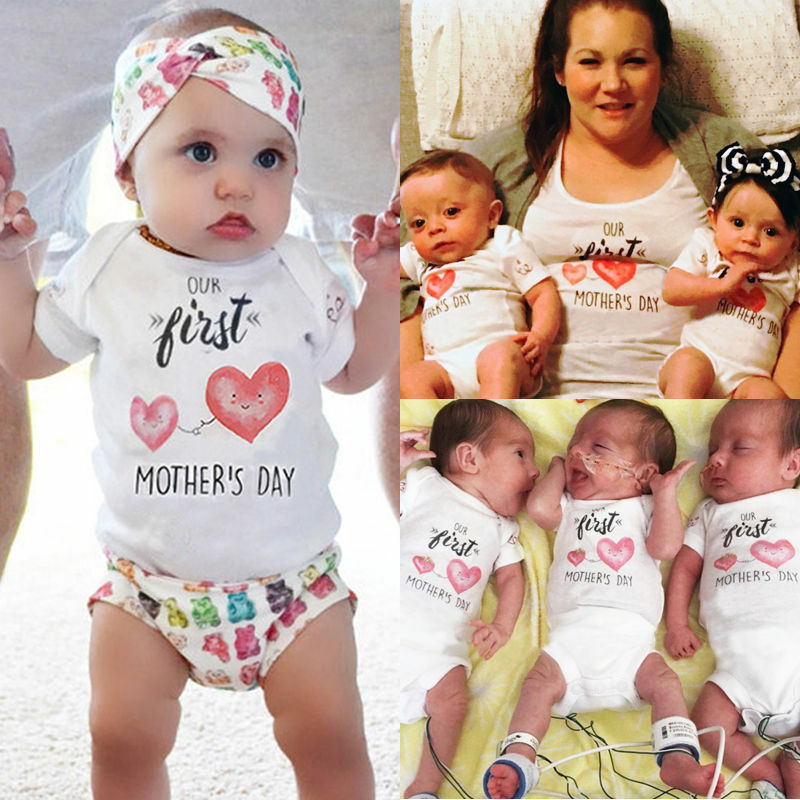 Newborn Baby boys girls letter Heart Mother's day Bodysuits onesie Infant Babies Bodysuit one-pieces Outfits Kids Clothing 