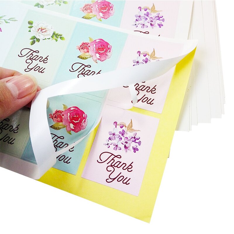 80 sztuk/partia Flower Design etykieta naklejka dziękuję Scrapbooking Seal naklejka na prezenty 4 kolorowe etykiety ciasta papierowe naklejki