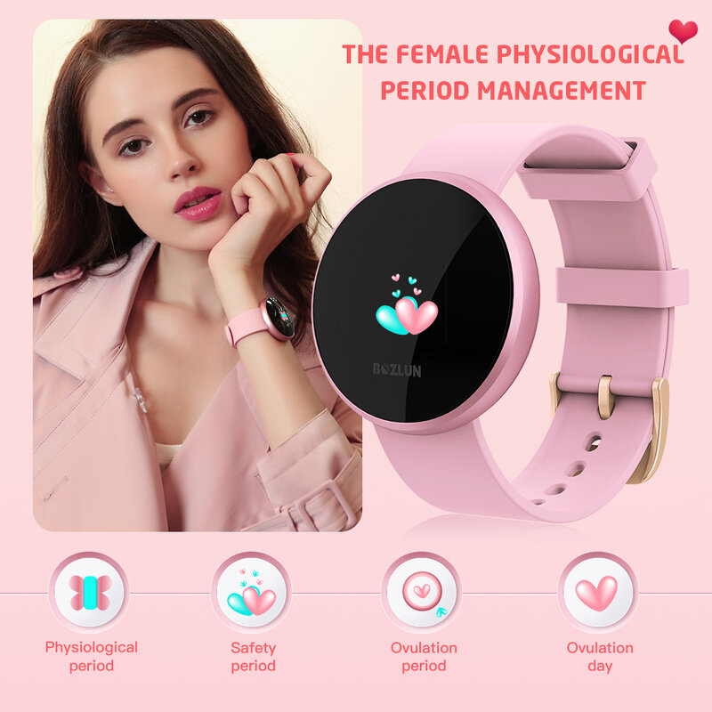 Bozlun B36 Donne di Smart Watch di Digital di Modo Femminile Periodo Promemoria Heartrate Calorie Passo di Sport Impermeabile Orologi Reloj Mujer