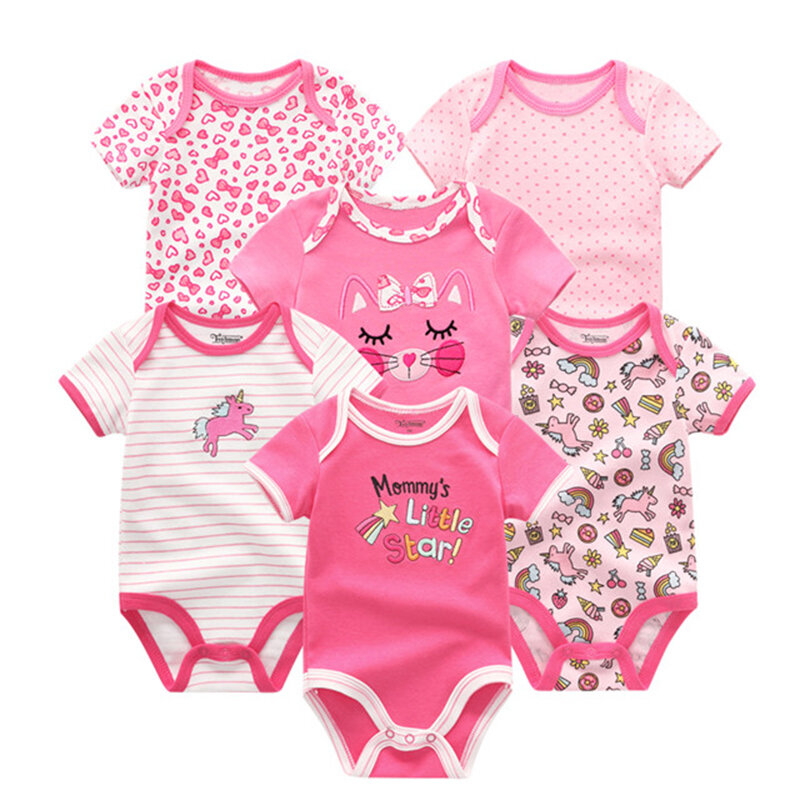 2023 6PCS/Set Unisex Newborn Baby Boy Clothes Unicorn Cotton Baby Girl Clothes Cartoon Girls Baby Clothing Jumpsuits Bodysuits