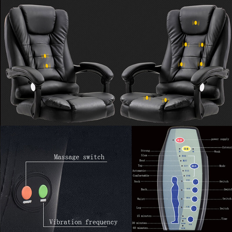 Büro Boss Stuhl PU Leder Massage Stuhl Mit Fußstütze Computer Sessel 360 ° Drehbare Lift Stuhl Moskau Lager auf lager