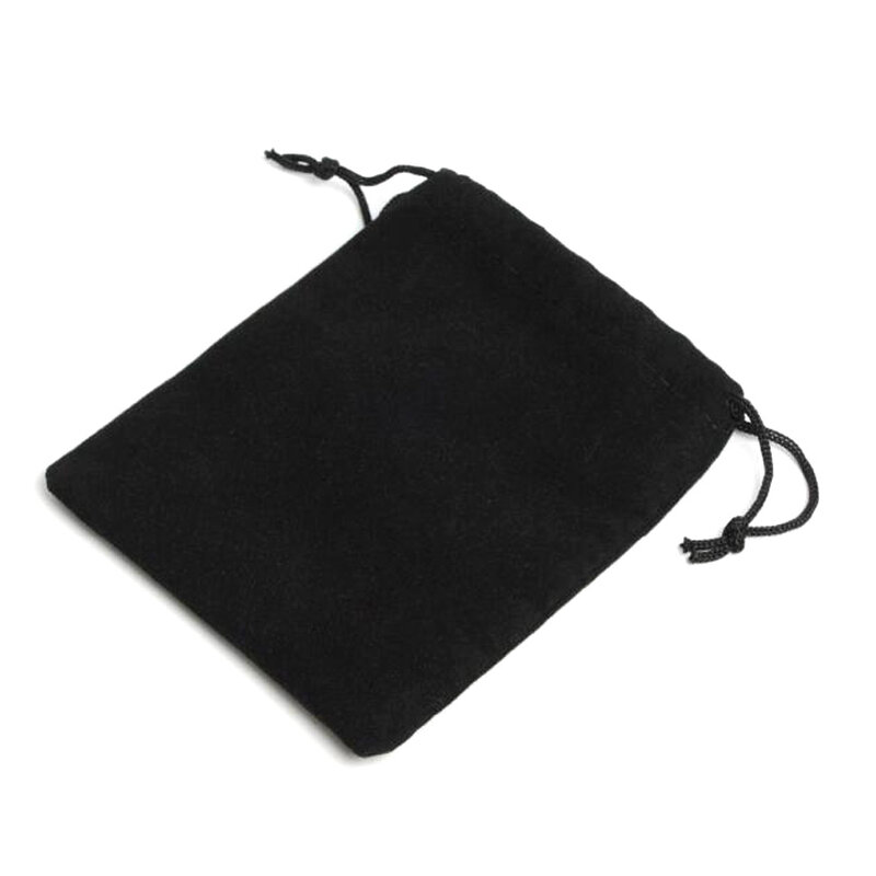 Bolsa de terciopelo negro con cordón, bolsa de regalo, embalaje de joyería, exhibición, 7x9cm, 10x12cm, 10x15cm, 12x16cm, 1 lote