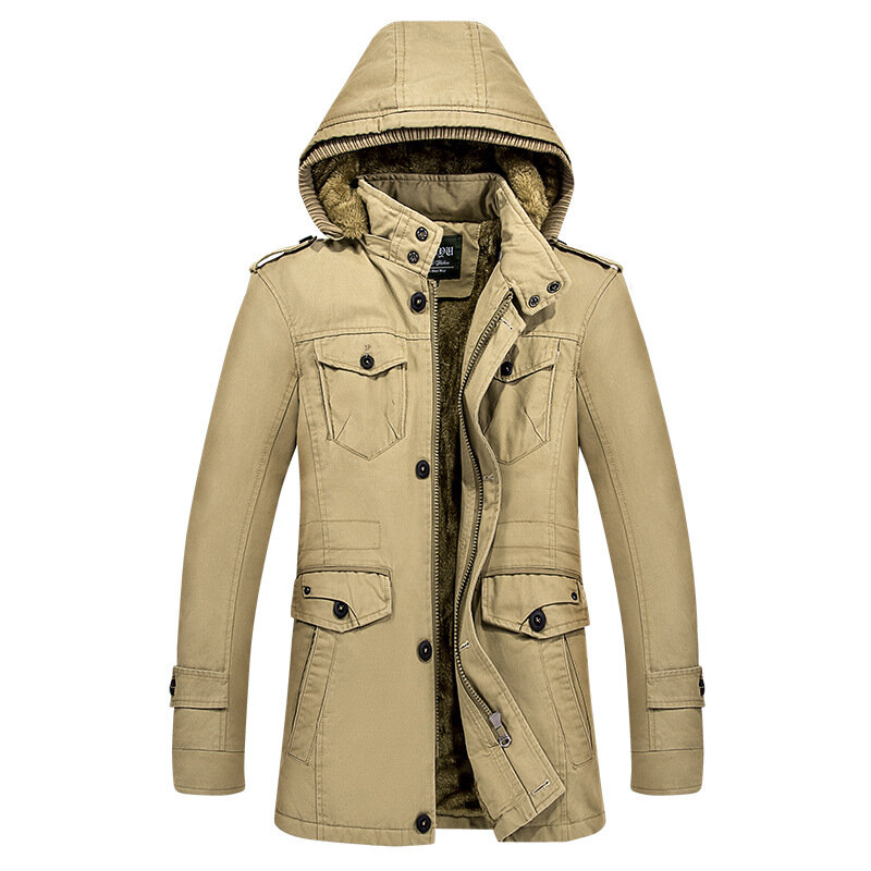 Winter Men's Jacket 6XL Oversized Parkas Pure Cotton Solid Fleece Thicken Casual Jacket Coat Men Clothing Outerwear A3G5809