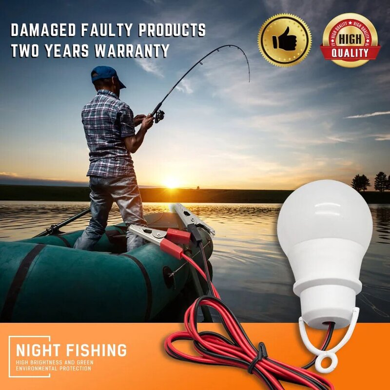 DC 12V LED Bulbs Multifunction light bulb Alligator clip Portable LED Lamp 3W 6W 9W 12W 15W Outdoor Camping Night Fishing Lights
