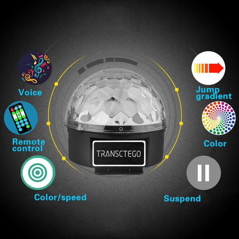 Lampa sceniczna led kontrola dźwięku 6 kolory magiczna kryształowa kula światło dyskotekowe oświetlenie imprezowe 110-220V światło laserowe projektor laserowy na boże narodzenie