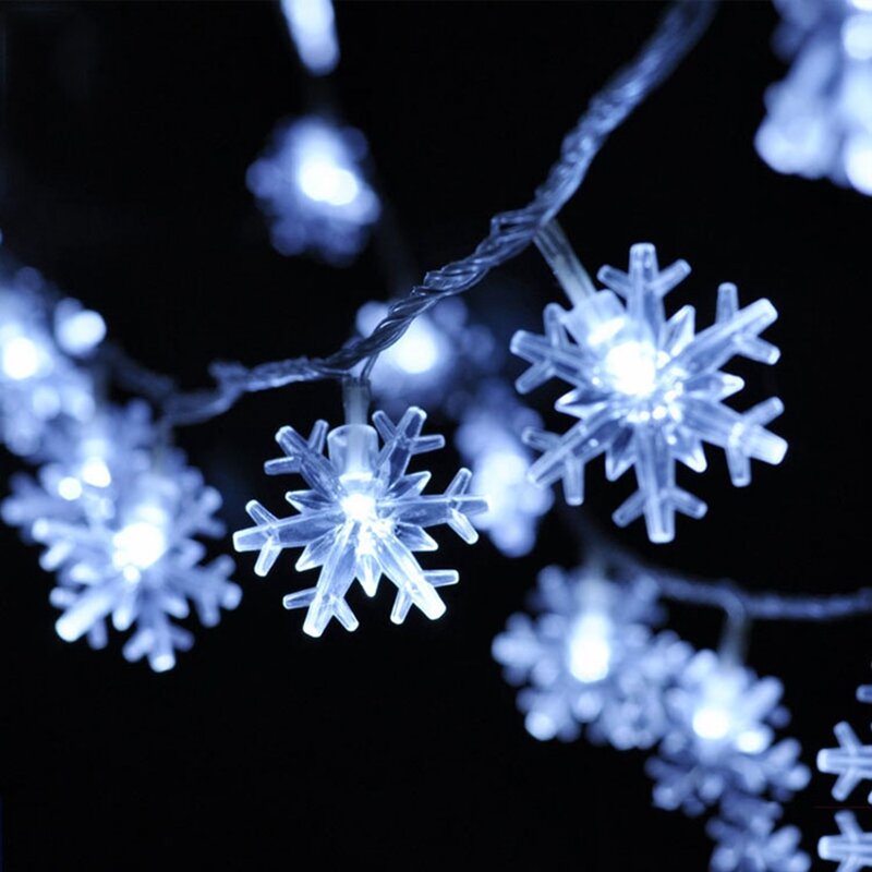 2-20m flocos de neve led string luzes de fadas árvore de natal festa casa casamento guirlanda decoração bateria usb 220v solar powered