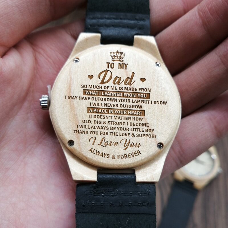 Деревянные часы с гравировкой для моего отца, спасибо за любовь и поддержку