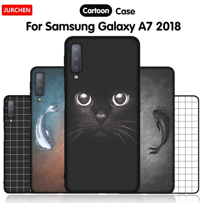JURCHEN etui na telefon do Samsung Galaxy A7 2018 przypadków A750 A750F Cartoon miękkiego silikonu tylna pokrywa dla Samsung Galaxy A7 2018 przypadku