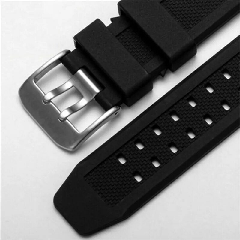 23mm Soft silicone natural rubber Watch Band Men Black Outdoor Military Sport Diving Watch Strap For Luminox Accessories