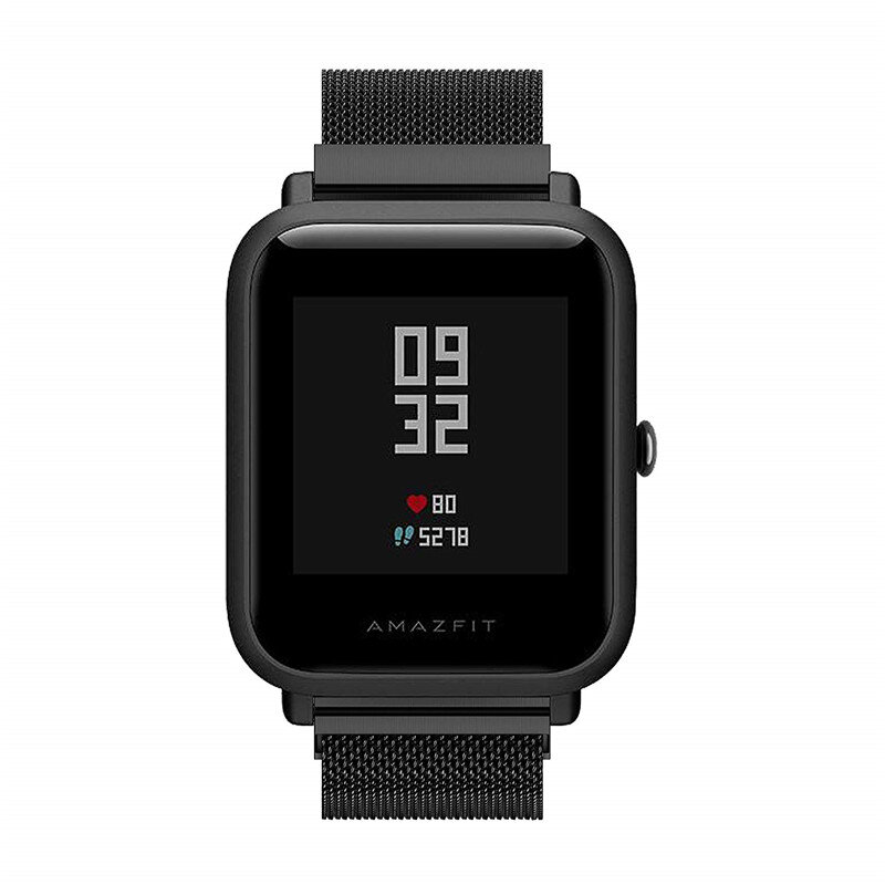20mm opaski do zegarka zamek magnetyczny pasek dla Xiaomi Huami Amazfit Bip młodzieży zegarek milanese loop siatki ze stali nierdzewnej pasek zastępczy