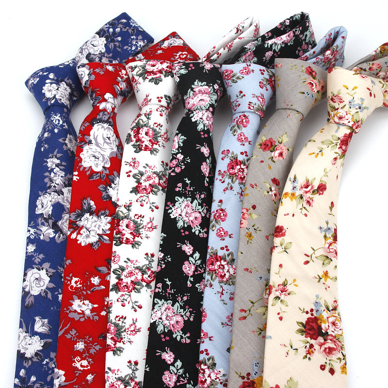 Corbatas de cuello con estampado de cachemir para hombre, Corbatas ajustadas, delgadas, delgadas, finas, de flores, 100% algodón, a estrenar