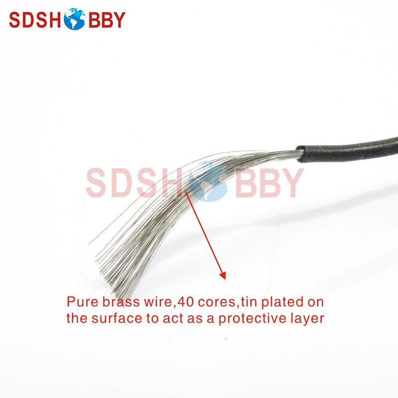 Cable de silicona de 1 metro 24AWG/Cable de Gel de sílice/Cable de silicona (40/0, 08, OD: 1,4)