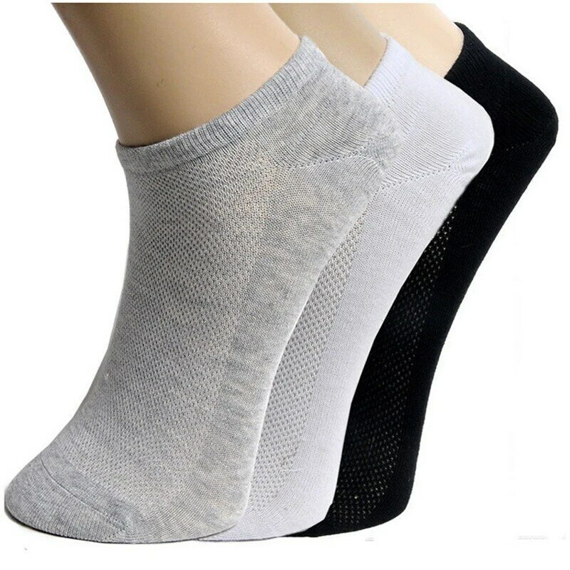 Calcetines tobilleros invisibles de malla Lisa para mujer, medias transpirables de tobillero fino, color negro, blanco y gris, 4 pares