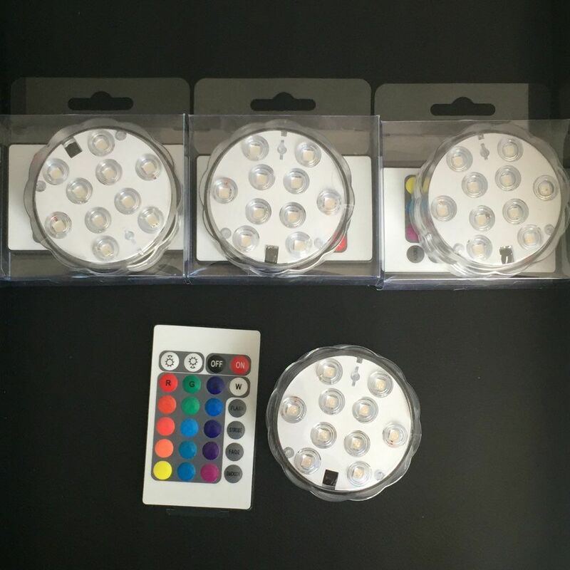 (1 개/몫/많은) 10 LED RGB 잠수정 LED 빛, 멀티 컬러 방수 웨딩 파티 꽃병 기본 꽃 빛