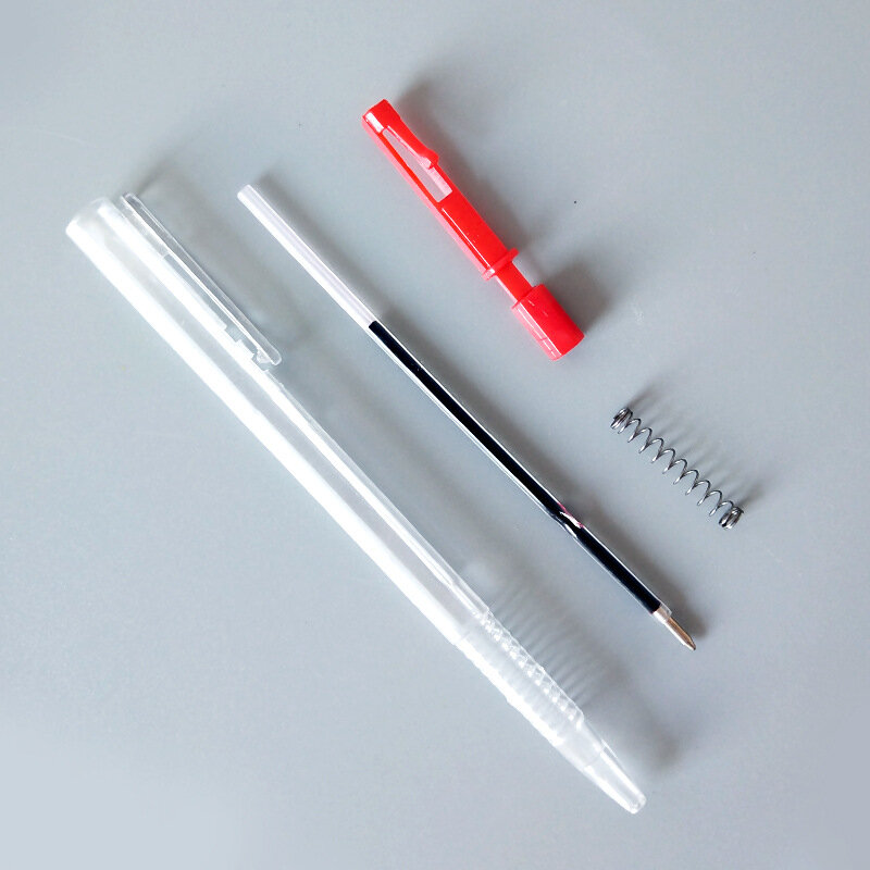 1 szt. Kreatywny papiernicze skok boczny prosty przezroczysty naciśnij niebieski długopis