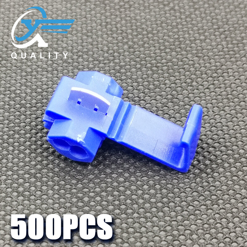 Connecteur de câble électrique serrure scotchlock bleu, 500 pièces, borne d'épissure rapide, sertissage non destructif sans ligne de rupture AWG 18-14