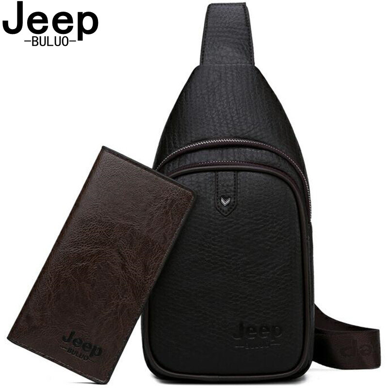 JEEP BULUO Brand Fashion Casual Men's Bags Crossbody Travel Bag Men Sling Bags High Quality Leather Chest Bag For Man