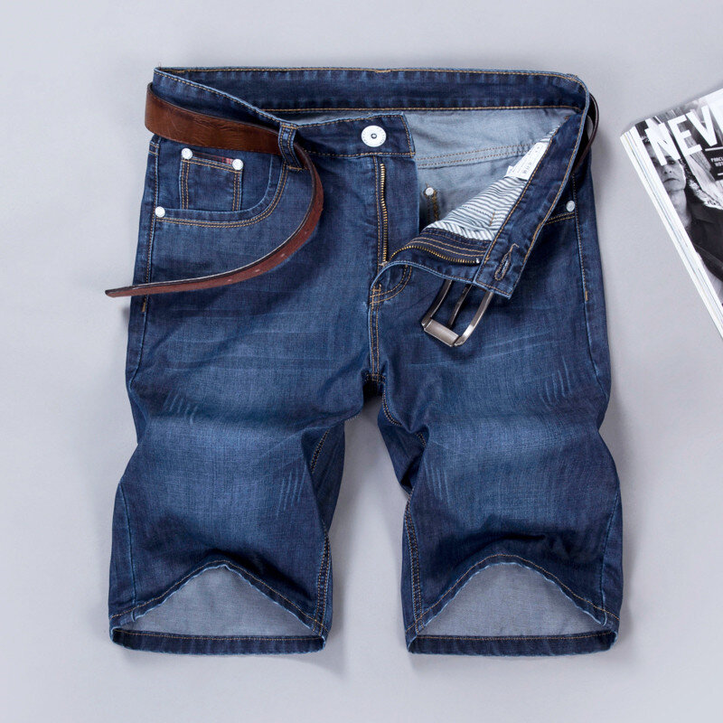 Reta solto grande tamanho shorts jeans 2019 verão nova dos homens casual algodão de alta qualidade designer de simples micro-elástico calções 40
