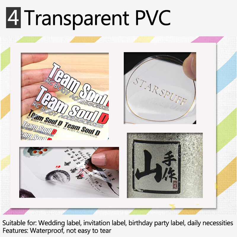 Pegatinas impermeables con logotipo personalizado, etiquetas transparentes para decoración de fiesta de cumpleaños, boda, paquete de promoción DIY