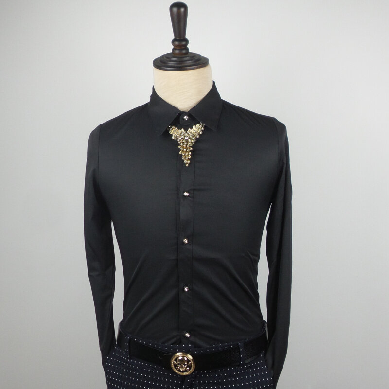 Frete grátis estilo coreano novos diamantes anéis correntes para homens camisas colares acessórios de camisa gravata promoção