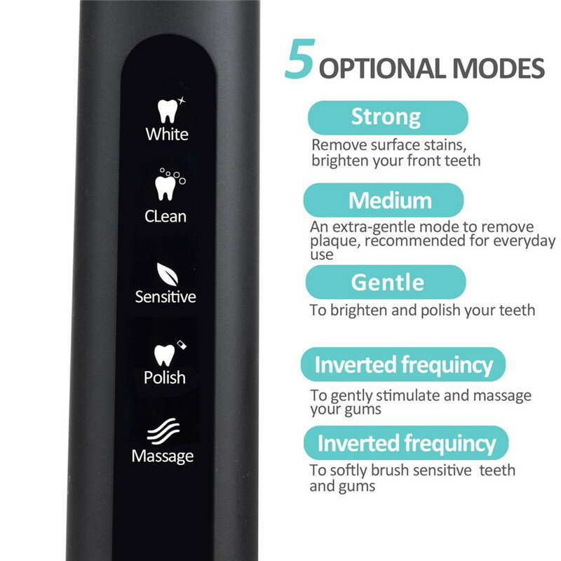 Seago USB Aufladbare Elektrische Zahnbürste Erwachsene Wasserdichte Tiefe Saubere Zähne Pinsel Mit 2 Ersatz Köpfe zahnbürste