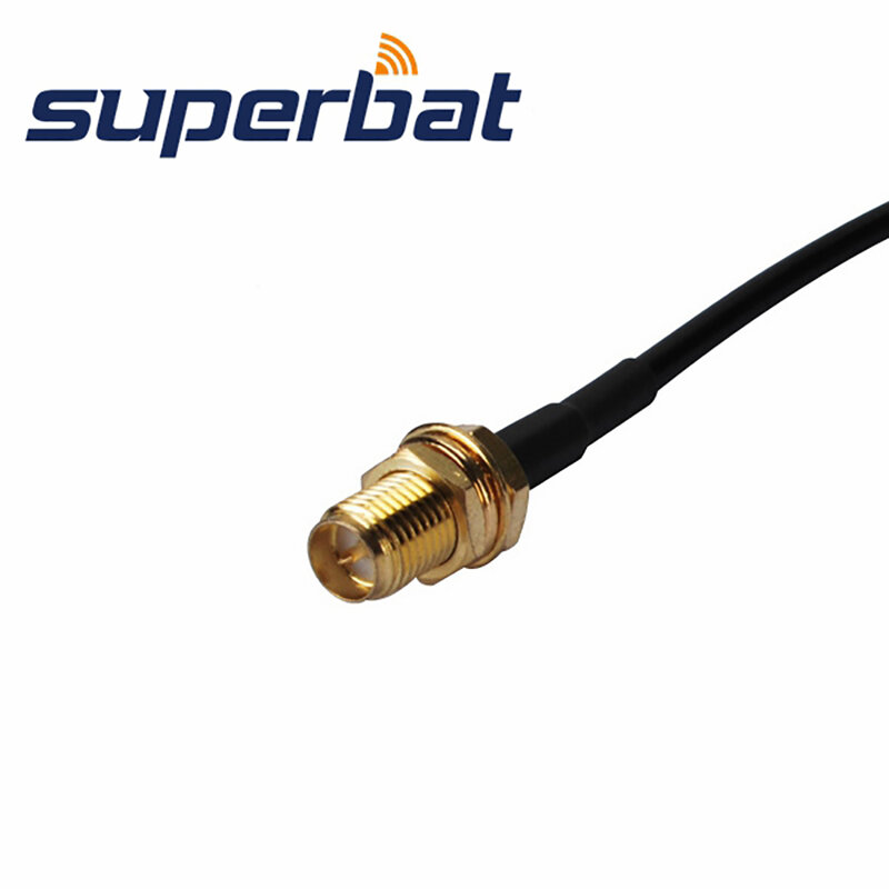 Superbat MS147 Male Right Angle to RP-SMA Female(male in) Bulkhead Pigtail Cable RG174 15cm for Wireless