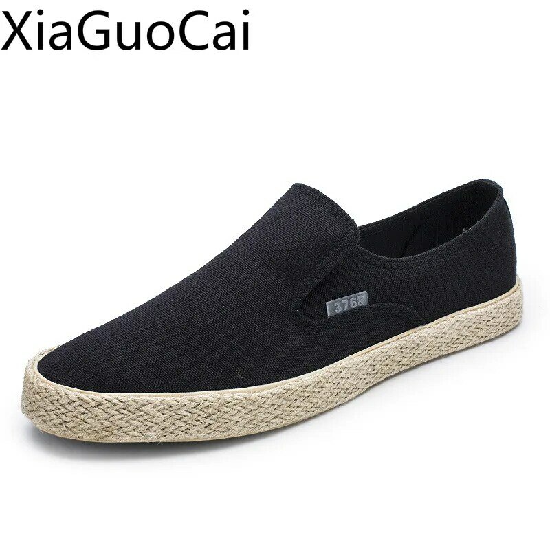 Retro Cheap Spring and Autumn Mens Casual Canvas Shoes Solid Fashion Mens Flat Sneakers Recreational Canvas Loafers