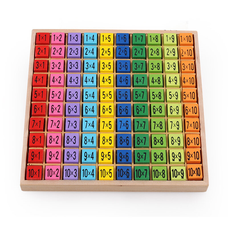 Baby wooden Toys 99 Multiplication Table Math Toy 10*10 Figure Blocks Baby  learn  Educational montessori gifts free shipping