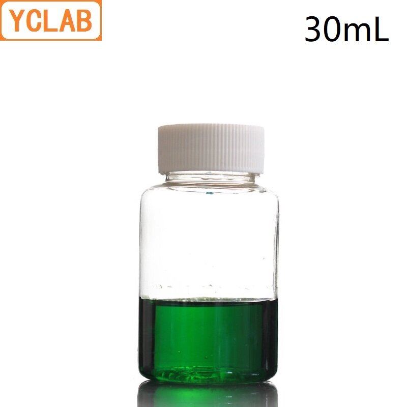 YCLAB 30 ملليلتر PETP البلاستيك زجاجة عينات عطر Pet شفافة عينة مع PE طوقا مختبر الكيمياء المعدات