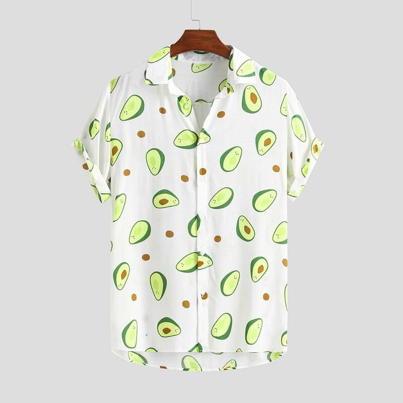 2019 New Arrivals Fashion Summer Men Casual Mens Loose Shirts Funny Printed Turn Down Collar Short Sleeve Casual Shirts M-3XL