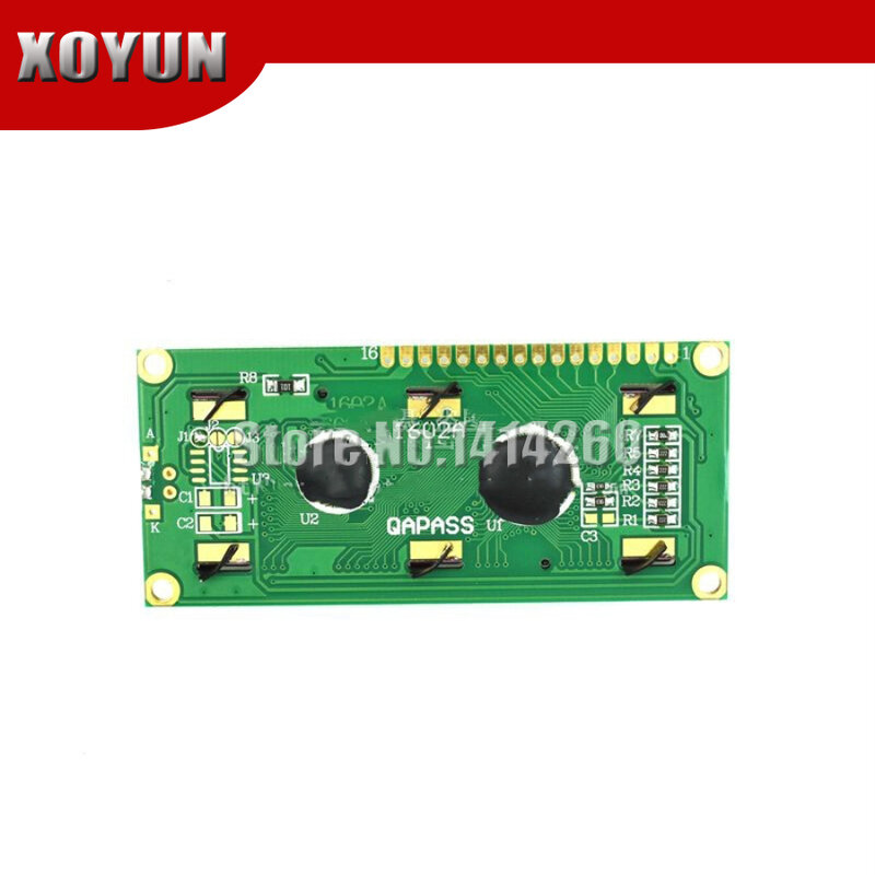 Pantalla amarilla y verde, 1602 LCD LCD1602A LCD- 1602-5v 5V, Fuente negra con retroiluminación