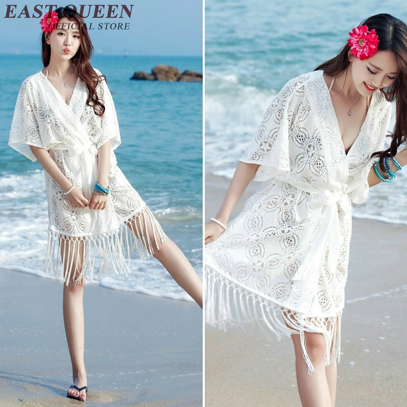 White crocheted cardigans tassel fringe summer long cardigan hollow out lace cardigan beach cover up tunic NN0185 YQ