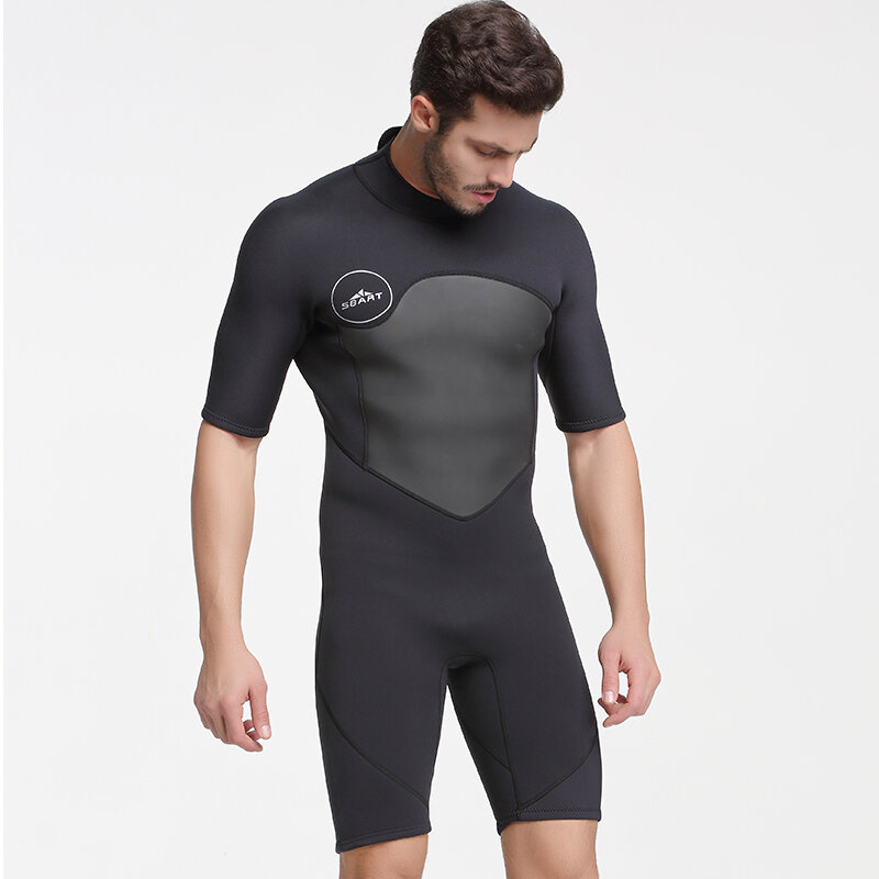 Неопреновый гидрокостюм SBART 2 мм, мужской сохраняющий тепло купальный костюм для подводного плавания и дайвинга, купальный костюм с коротким рукавом для триатлона, гидрокостюм для серфинга и Сноркелинга