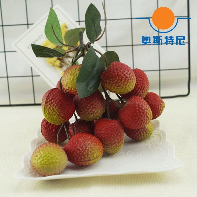 1 manojo de 18cm de largo de alta imitación de fruta artificial longan y longan artificial manojo de plástico falso simulado modelo de fruta longan
