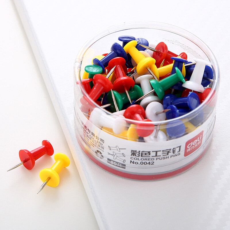 Colorido Pushpins Metal Pin, Material de Escritório, Embalagem Barril, Thumb Tack, Mapa Desenho, Wall Nail Pin, Acessórios Artesanais, 80 Pcs por Caixa