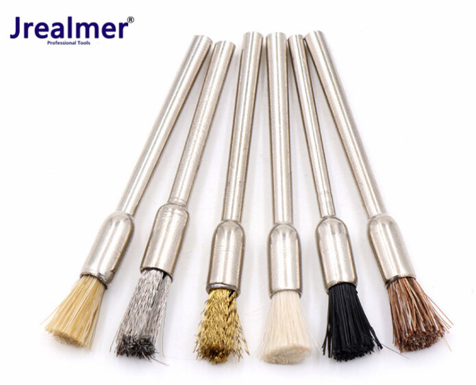 6pcs Assorted Electric brush 3/2.35mm Shank Brass Wire Metal Polishing Brush For Electric Grinder Tool Dremel