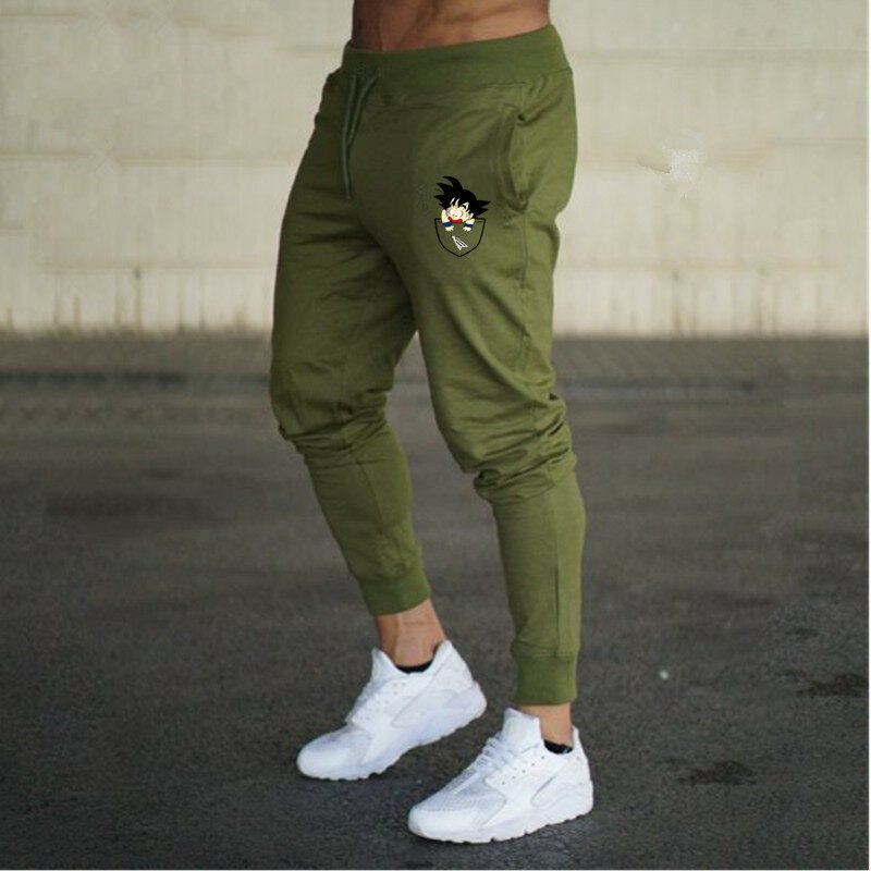 Men's Jogging trousers Man Fashion Pocket Goku Print Casual Sweatpants Male Running Pant Gym Muscle Cotton Fitness Stretch Pant