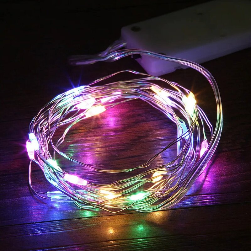 Luces de Navidad de 2M, 20 LED impermeables de cobre, mini cadena de luces de hadas, lámpara de decoración blanca cálida para el hogar y la boda, batería CR2032