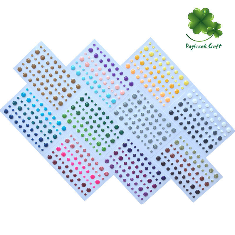 Assort Veelkleurige China Groothandel Zelfklevende Matte Glitter Enamel Dots Resin Stickers