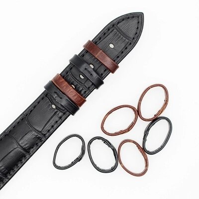 4 stücke Echtem Leder uhr strap Keeper Ring Hoop Schleife Schwarz Braun armband Halter Retainer Größe 14mm/16mm/18mm/20mm/22m/24mm