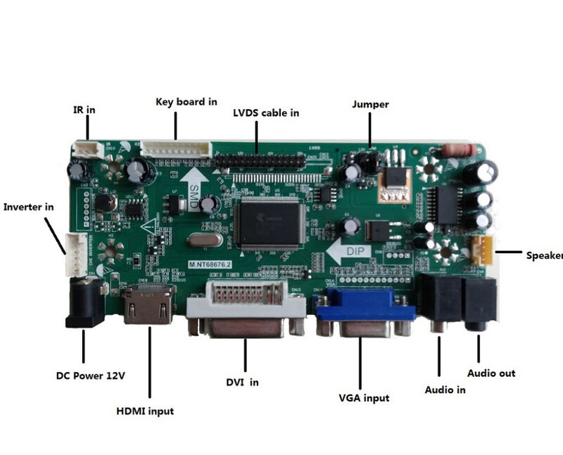 Экран платы контроллера VGA 13,3 дюйма для N133BGE M.NT68676, совместимый с HDMI, DVI 40pin LVDS 1366 ×768, комплект панелей