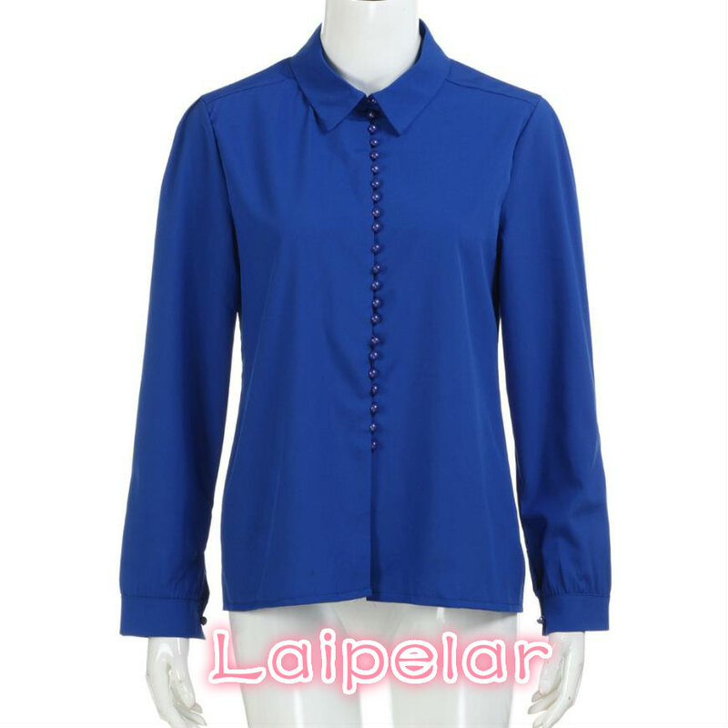 秋の女性の長袖ブラウスラペルシャツ ropa camisetas blusas mujer · デ · モーダ vetement ブラウスファムプラスサイズ