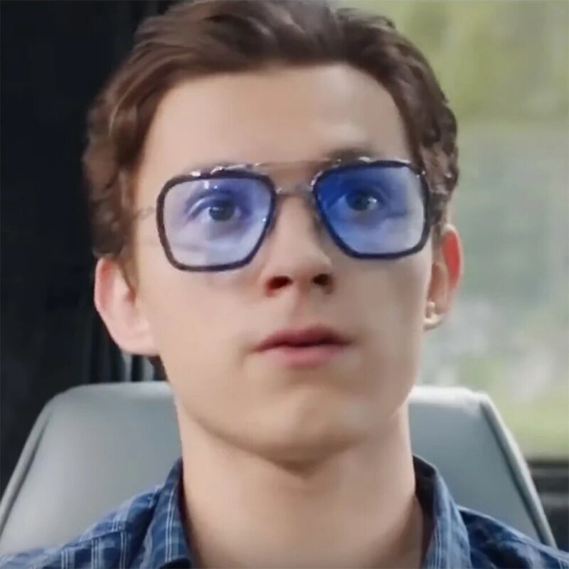 VIVIBEE Kacamata Hitam Pria Edith 2023 Persegi Antik Tony Stark Bingkai Logam Perak Kacamata Lensa Biru Kacamata Steampunk Wanita Modis