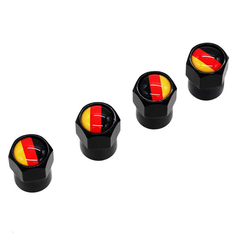 HAUSNN 4Pcs/Pack Car Accessories for VW Audi Benz BMW Germany Flag Logo Sticker Wheel Tire Valve Caps Stem Covers Auto Styling