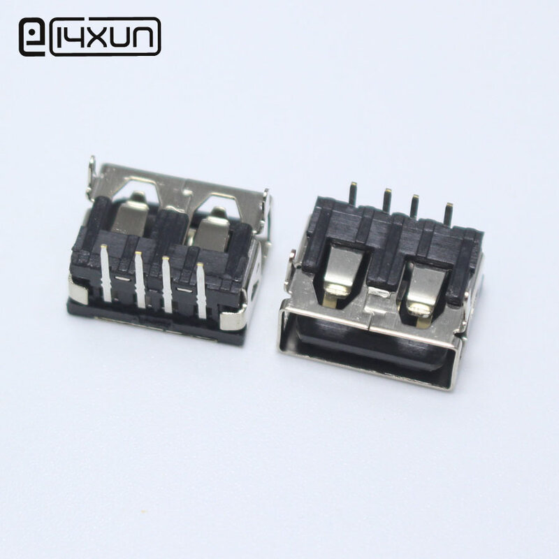 10PCS DIP USB Type A Female jack 90 Degrees 4PIN AF 10.0 PCB Mount Socket Connector Flat Edge DIY Repair Phone Toy Parts