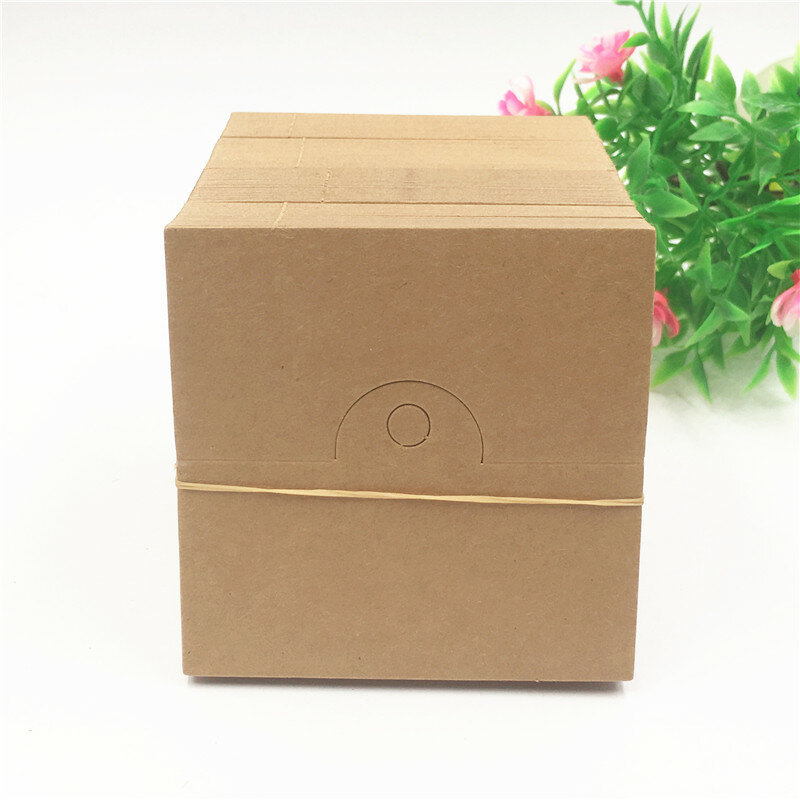Handmade Brown Kraft Square Folding Cards With Opp Bags Matching Bracelet Necklace Jewelry Display Card Paper Cardboard 24Pcs