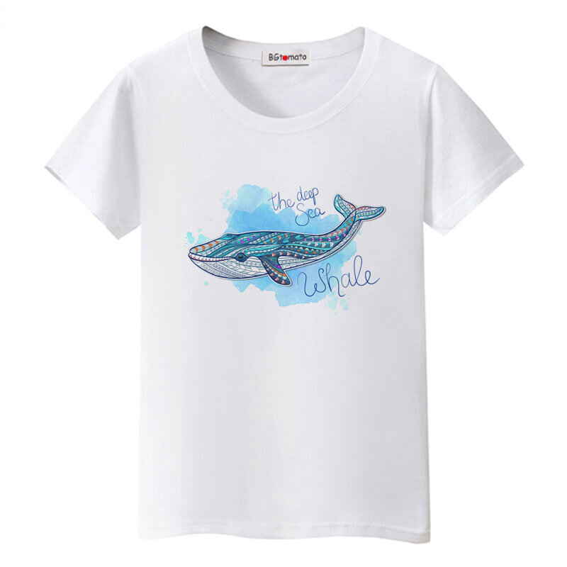 BGtomato Super fajne wieloryb koszulka z nadrukami oryginalna marka dobrej jakości luźna koszulka piękne zwierzęta wieloryb lato topy tees